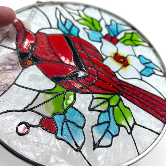 Frebento Cardinal Suncatcher Stained Glass Hanging Metal Chain - Picture 4 of 5